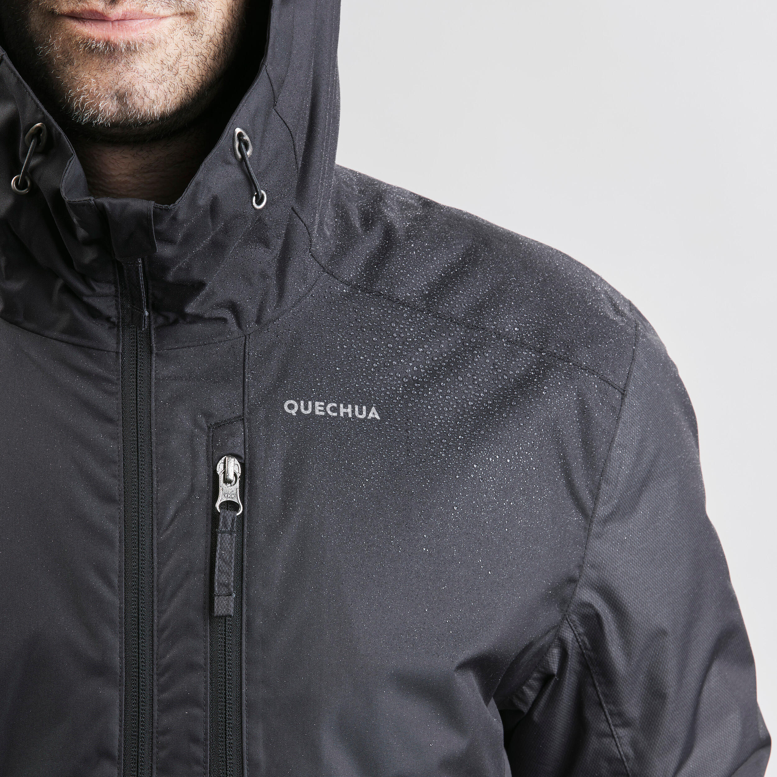 Chamarra de senderismo impermeable -10 °C negra para hombre NH500